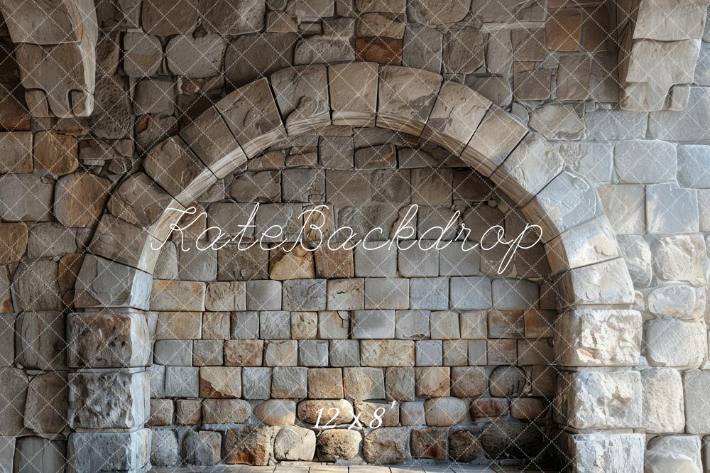 Retro Brown Stone Arch Wall Foto Achtergrond Ontworpen door Megan Leigh Fotografie