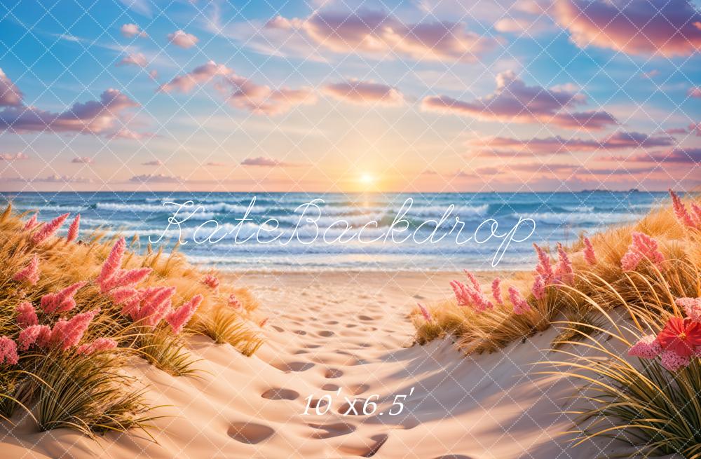 Kate Summer Sea Beach Sunset Wave Backdrop Designed by Chain Photography