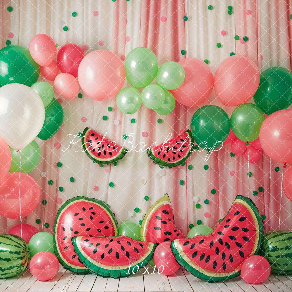 Kate Summer Red Watermelon Colorful Balloon Arch Curtain Backdrop Designed by Emetselch