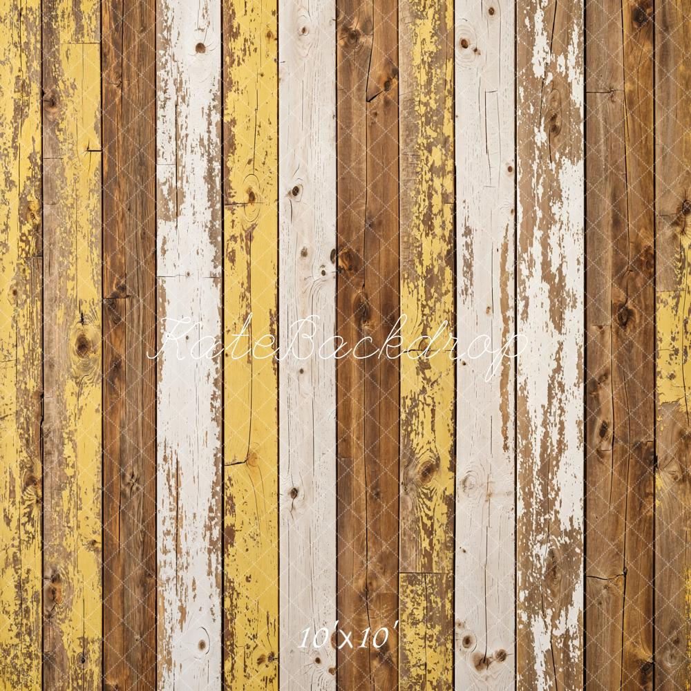 Kate Retro Shabby Striped Wood Floor Backdrop Designed by Kate Image