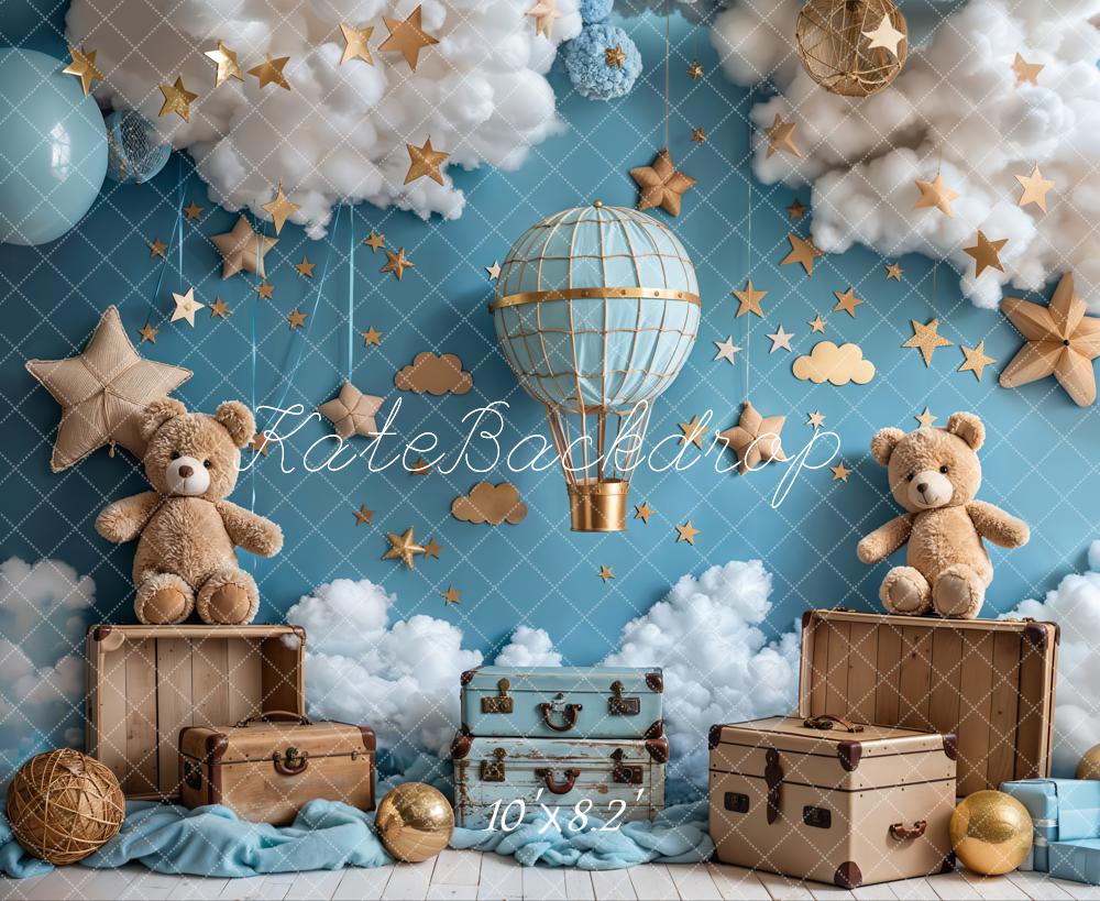 Kate Cartoon Hot Air Balloon Teddy Bear Backdrop Designed by Emetselch