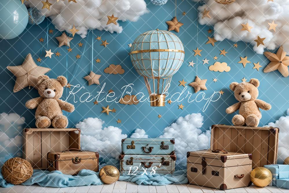 Kate Cartoon Hot Air Balloon Teddy Bear Backdrop Designed by Emetselch