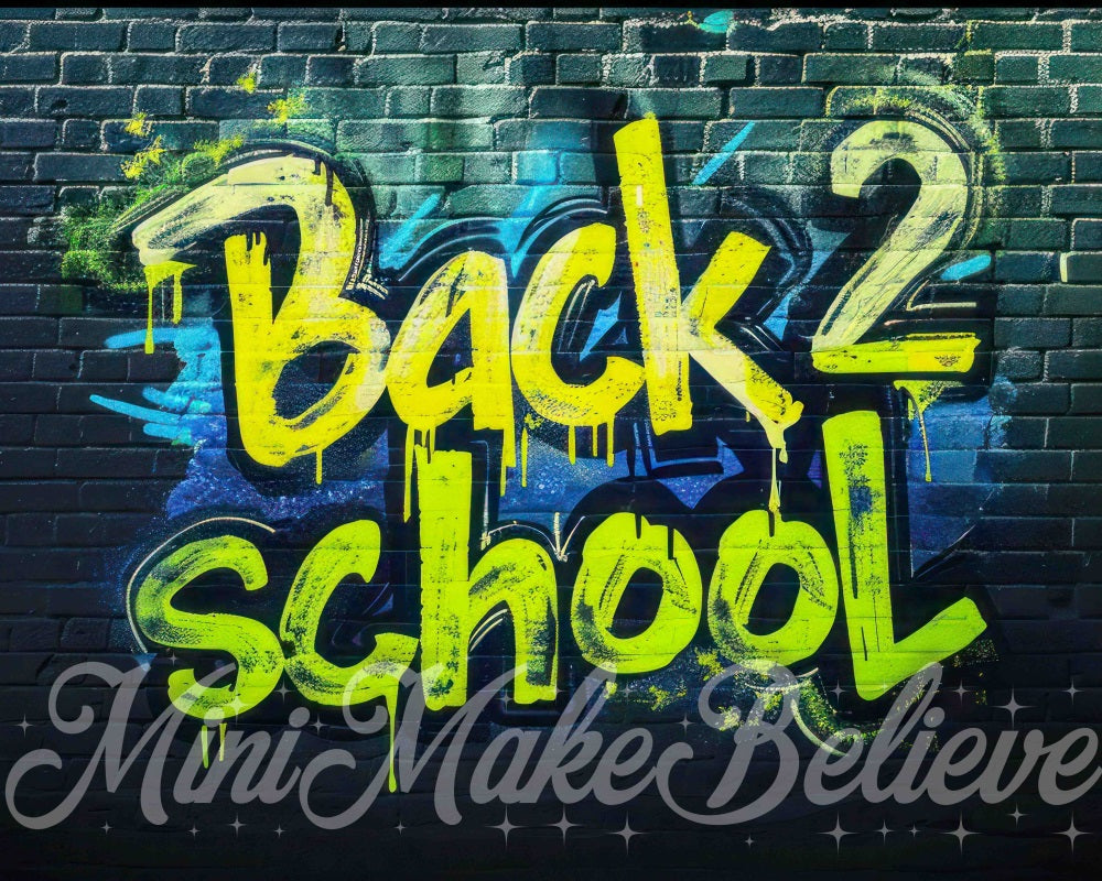 Back to School Giallo Graffiti Parete di Mattoni Nera Sfondo Design by Mini MakeBelieve