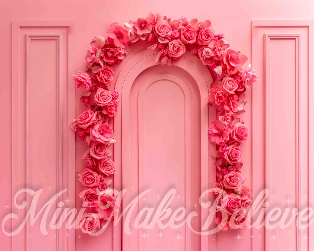 Sfondo ad arco vintage rosa scuro con rose progettato da Mini MakeBelieve