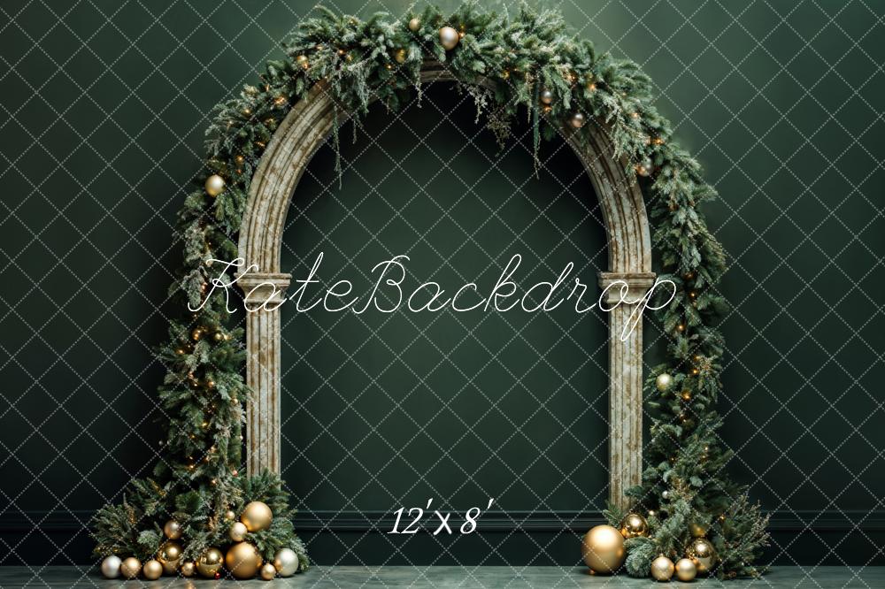 Kate Christmas Dark Green Arch Wall Backdrop Designed by Emetselch