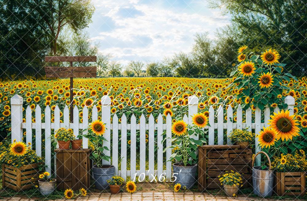 Kate Summer Outdoor Forest Yellow Sunflower Garden Backdrop Designed by Emetselch