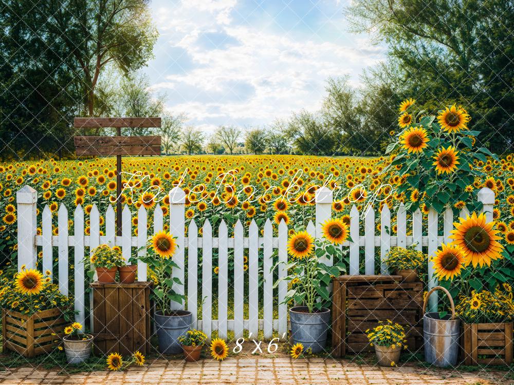 Kate Summer Outdoor Forest Yellow Sunflower Garden Backdrop Designed by Emetselch