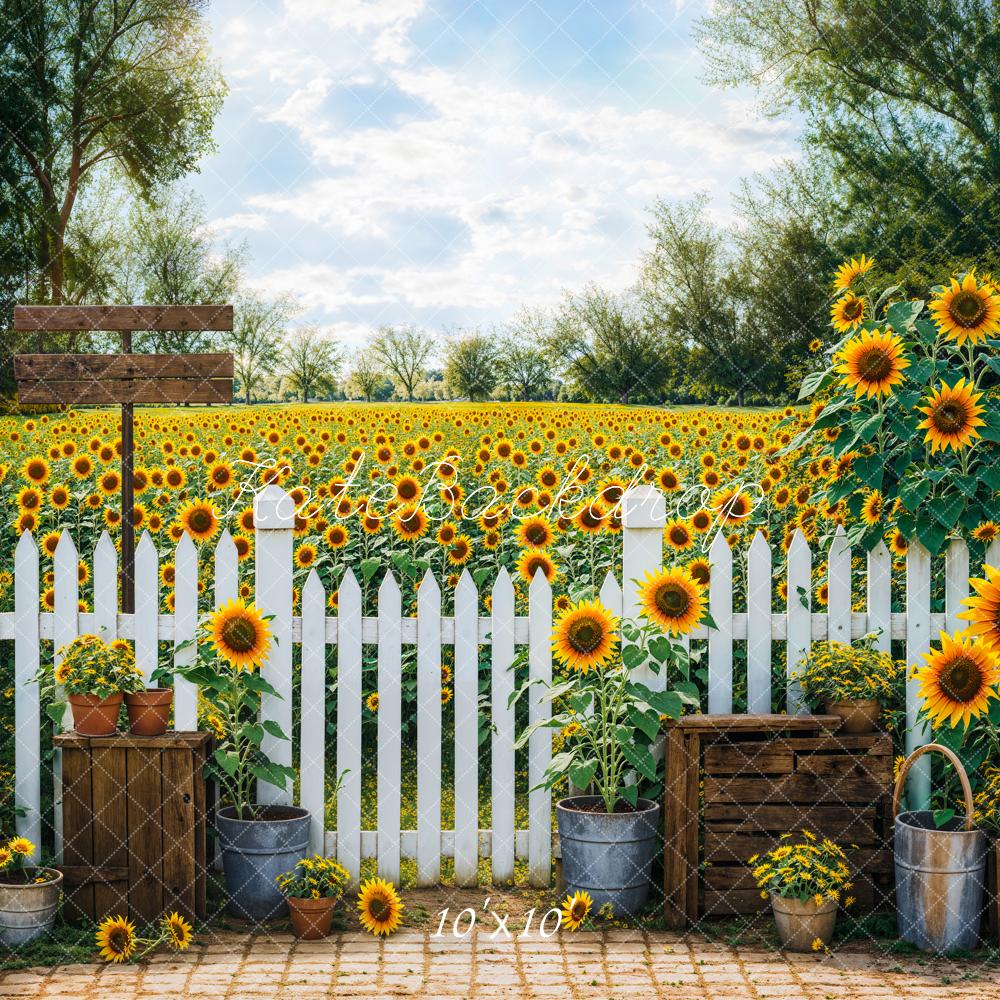 Kate Summer Outdoor Forest Yellow Sunflower Garden Backdrop Designed by Emetselch