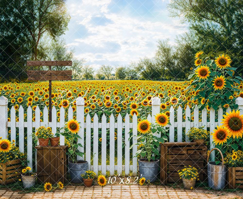 Kate Summer Outdoor Forest Yellow Sunflower Garden Backdrop Designed by Emetselch