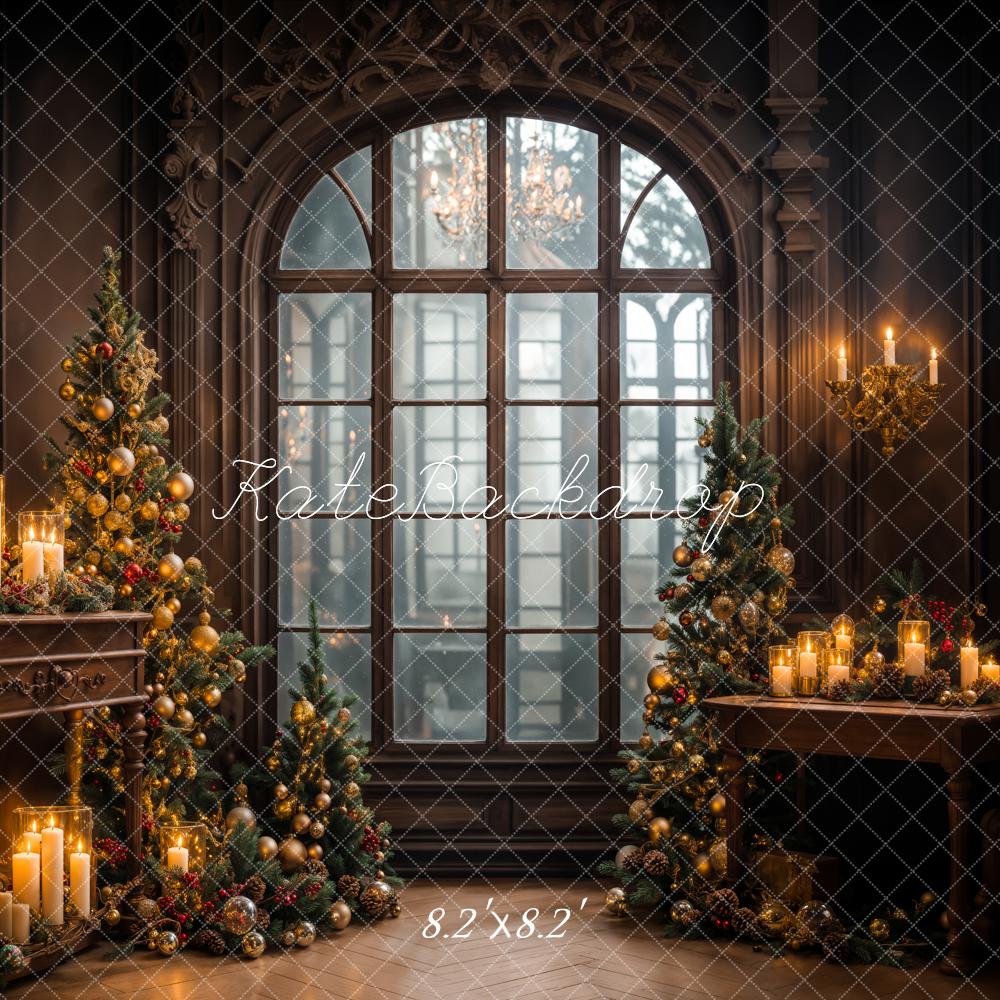 Kate Christmas Retro Indoor White Candle Arch Window Backdrop Designed by Emetselch