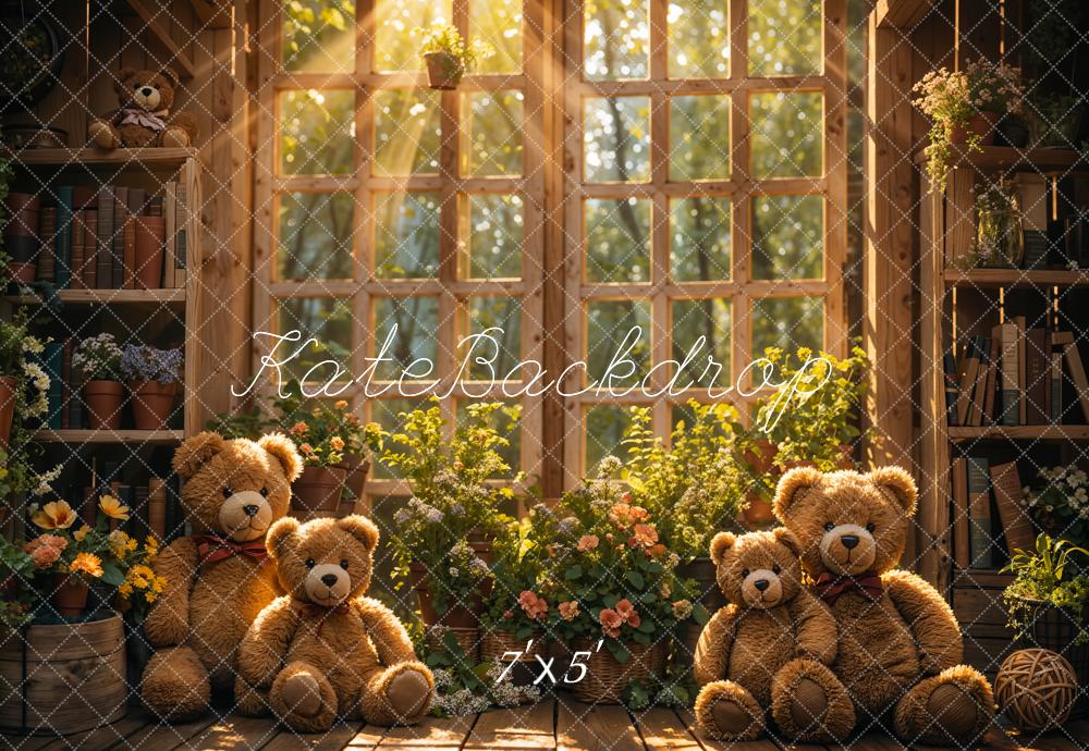 Herfst Binnen Kleurrijke Bloemen Teddybeer Achtergrond Ontworpen door Emetselch