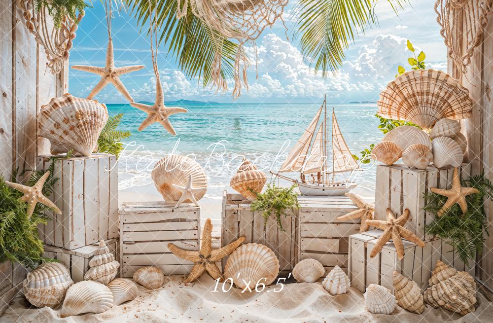 Kate Summer Sea Beach Sailboat Backdrop Designed by Emetselch