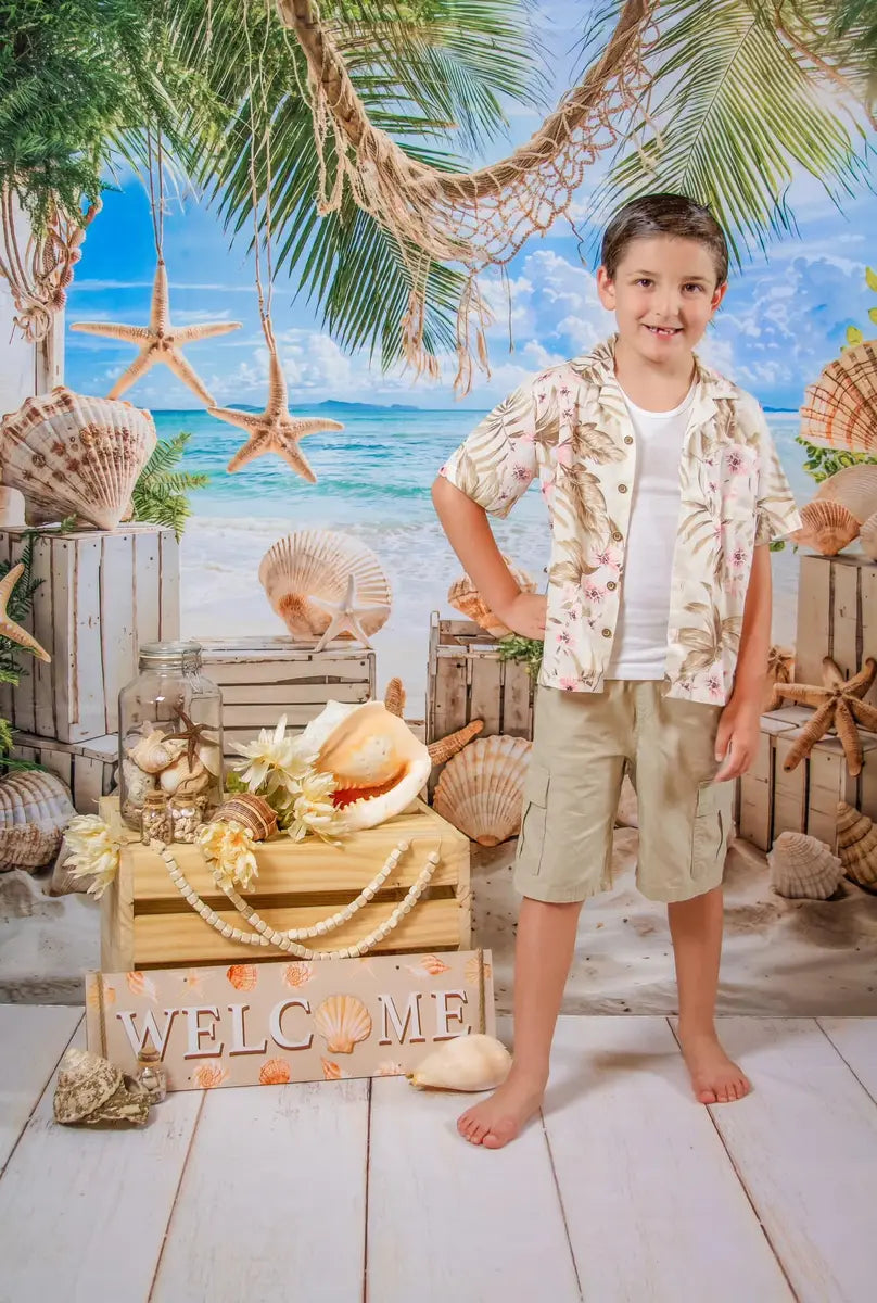 Kate Summer Sea Beach Sailboat Backdrop Designed by Emetselch