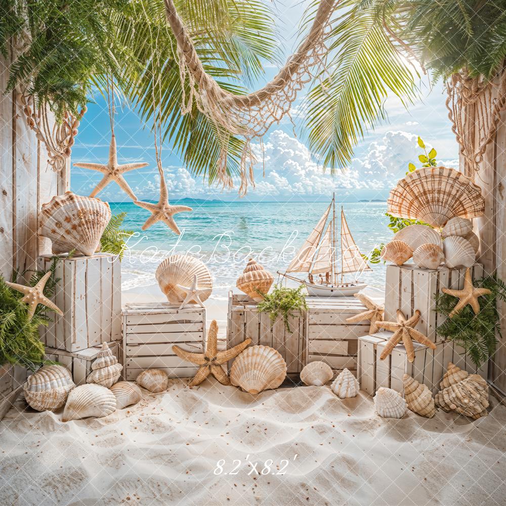 Kate Summer Sea Beach Sailboat Backdrop Designed by Emetselch