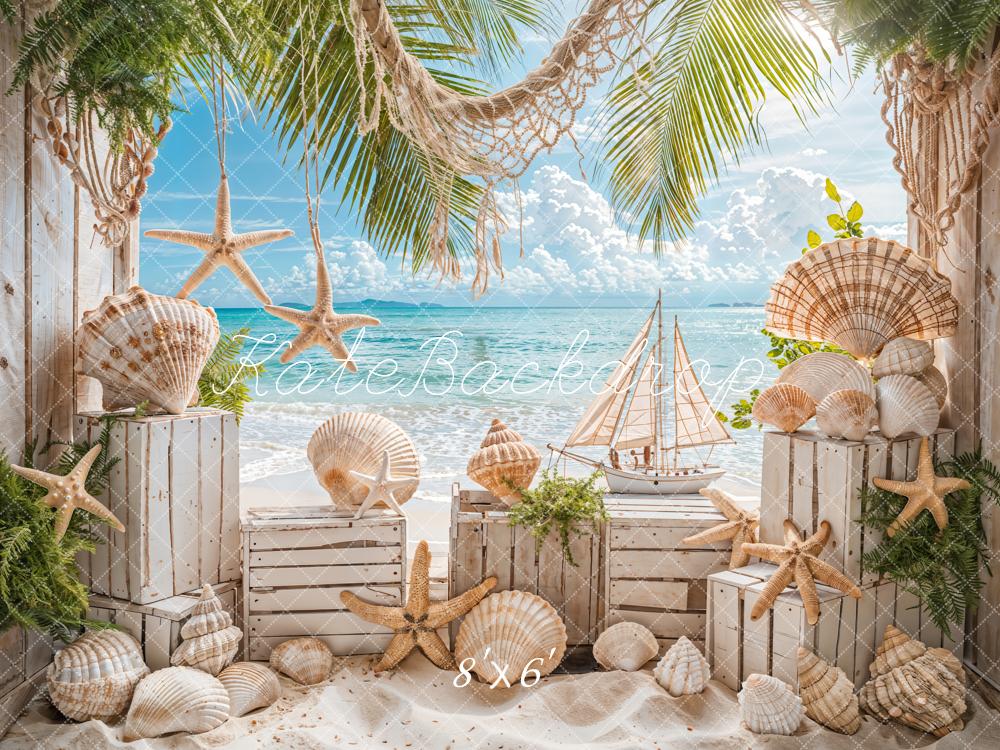 Kate Summer Sea Beach Sailboat Backdrop Designed by Emetselch