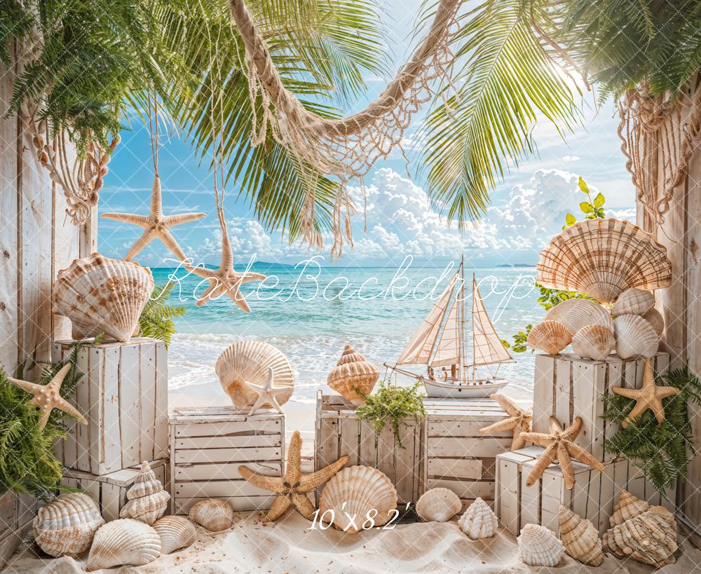 Kate Summer Sea Beach Sailboat Backdrop Designed by Emetselch