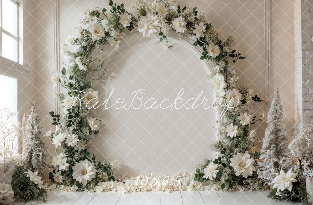 Winter White Flower Arch Wall Backdrop Ontworpen door Emetselch