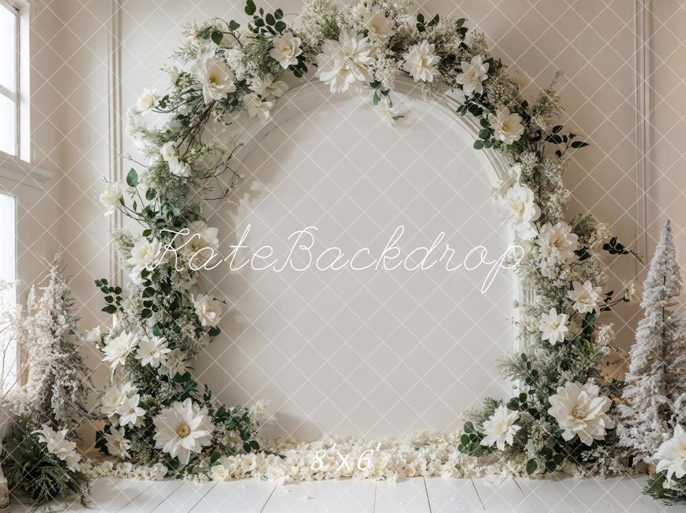 Winter White Flower Arch Wall Backdrop Ontworpen door Emetselch