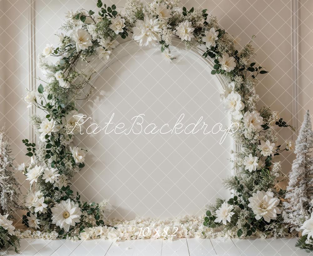 Winter White Flower Arch Wall Backdrop Ontworpen door Emetselch