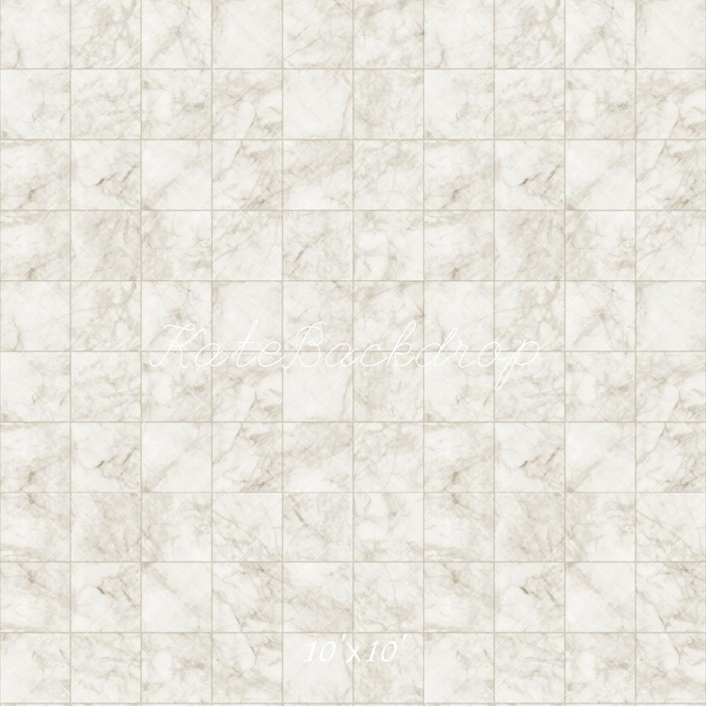 Kate Ivory White Marble Plaid Floor Backdrop Designed by Kate Image