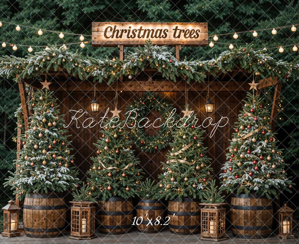 Kate Winter Dark Green Christmas Tree Forest Backdrop Designed by Emetselch