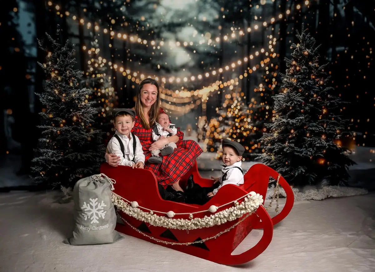 Kate Winter Christmas Outdoor Forest White Snowland Backdrop Designed by Emetselch