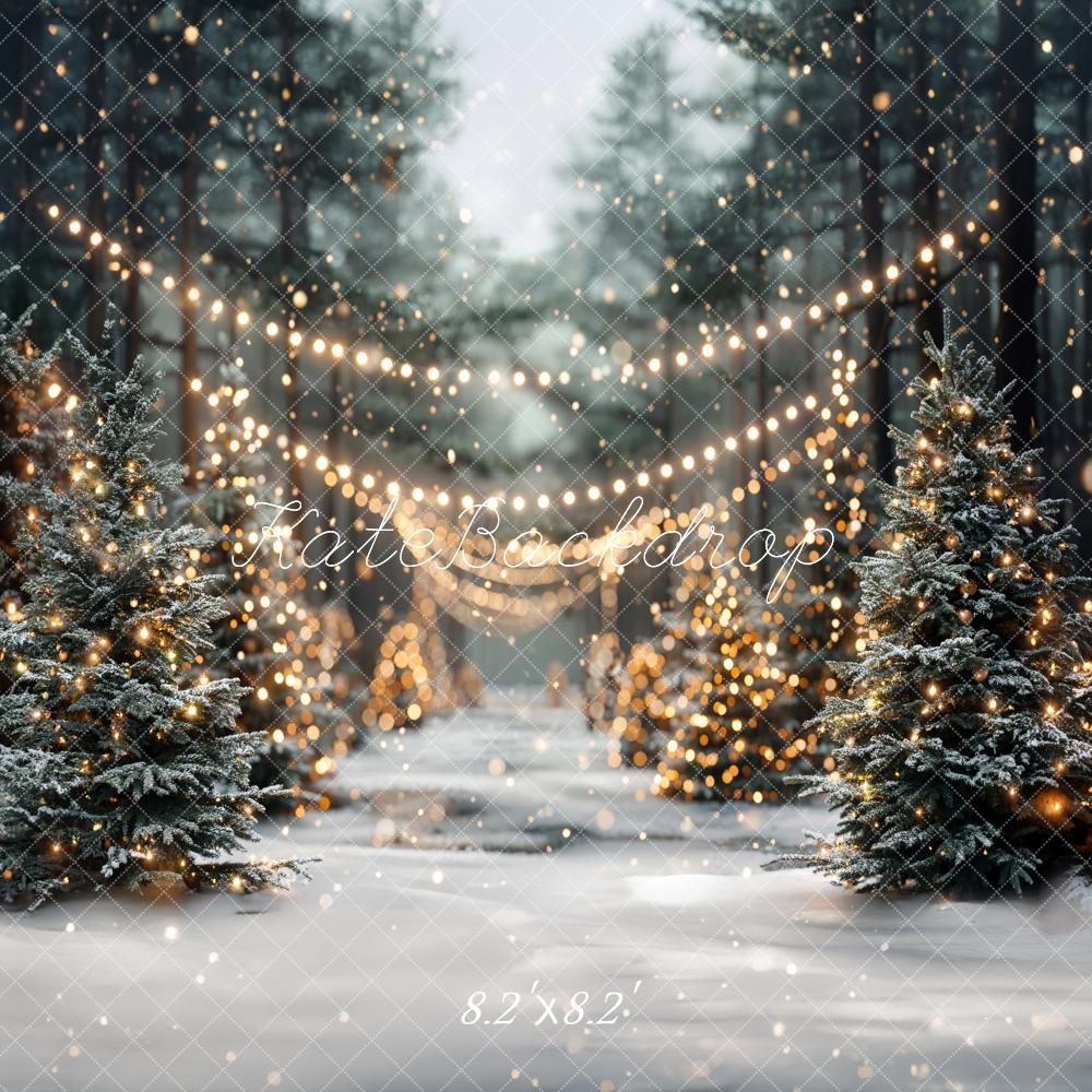 Kate Winter Christmas Outdoor Forest White Snowland Backdrop Designed by Emetselch