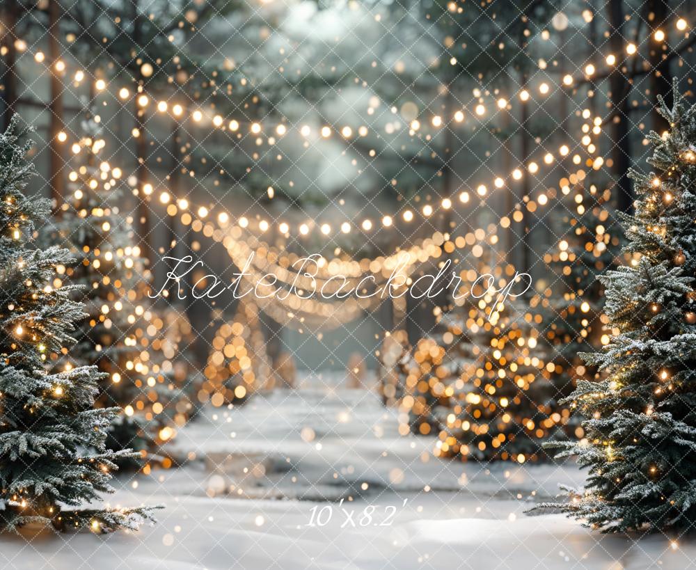 Kate Winter Christmas Outdoor Forest White Snowland Backdrop Designed by Emetselch