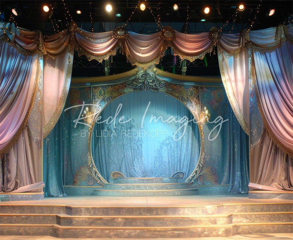 Kate Vintage Colorful Curtain Arched Dancer Stage Backdrop Designed by Lidia Redekopp