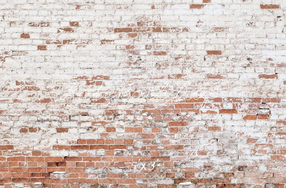 Kate Retro White Broken Brick Wall Backdrop Designed by Kate Image