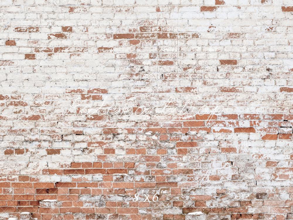 Kate Retro White Broken Brick Wall Backdrop Designed by Kate Image