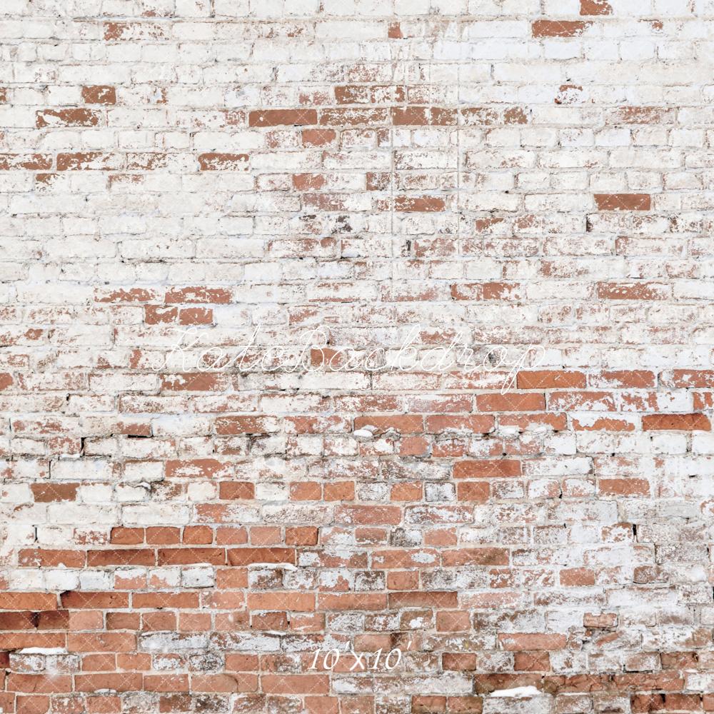 Kate Retro White Broken Brick Wall Backdrop Designed by Kate Image