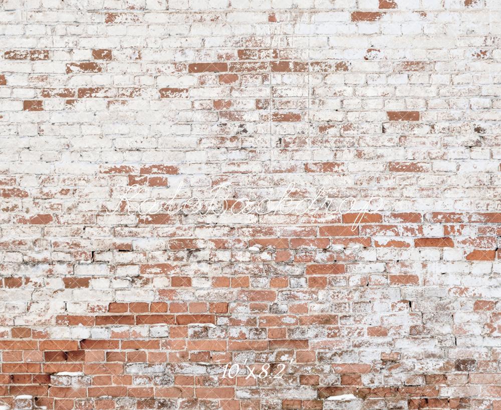 Kate Retro White Broken Brick Wall Backdrop Designed by Kate Image