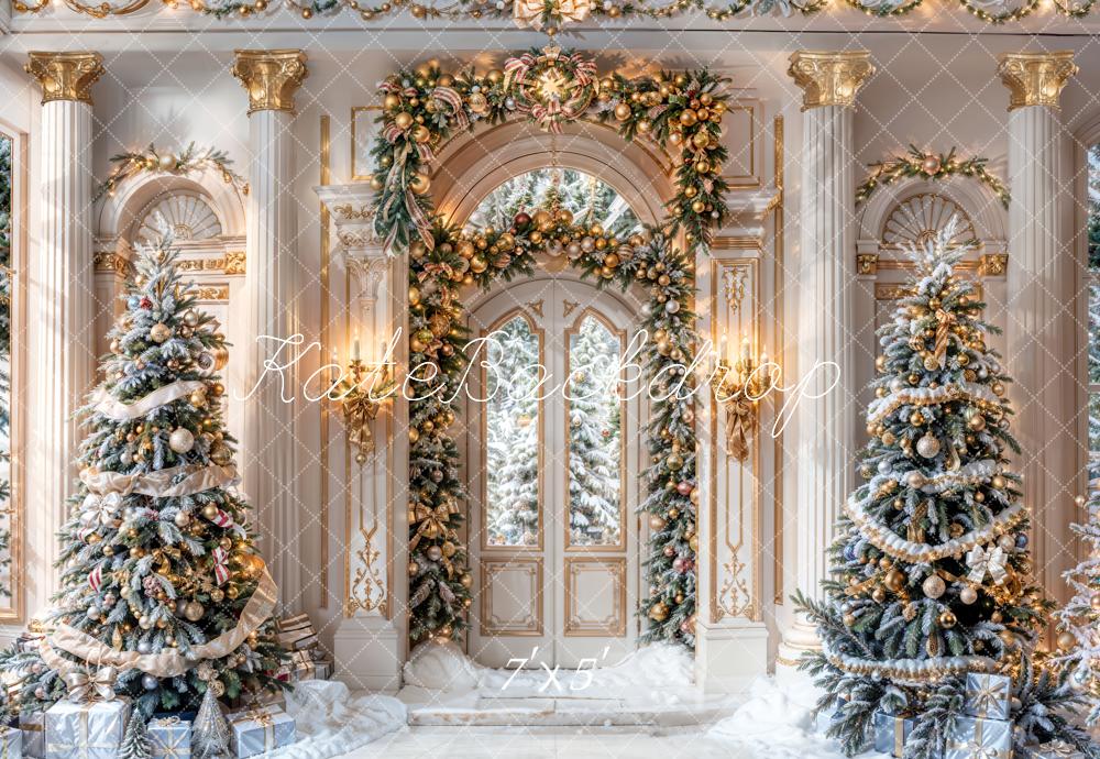 Winter Kerst Wit Retro Grand Palace Achtergrond Ontworpen door Chain Fotografie