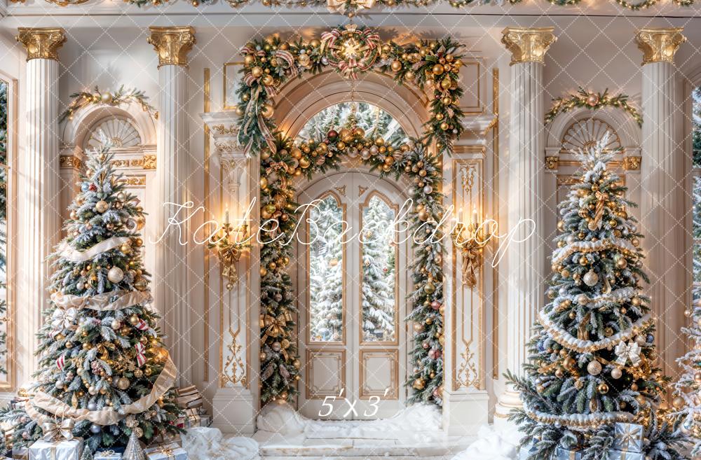 Kate Winter Christmas White Retro Grand Palace Backdrop Designed by Chain Photography