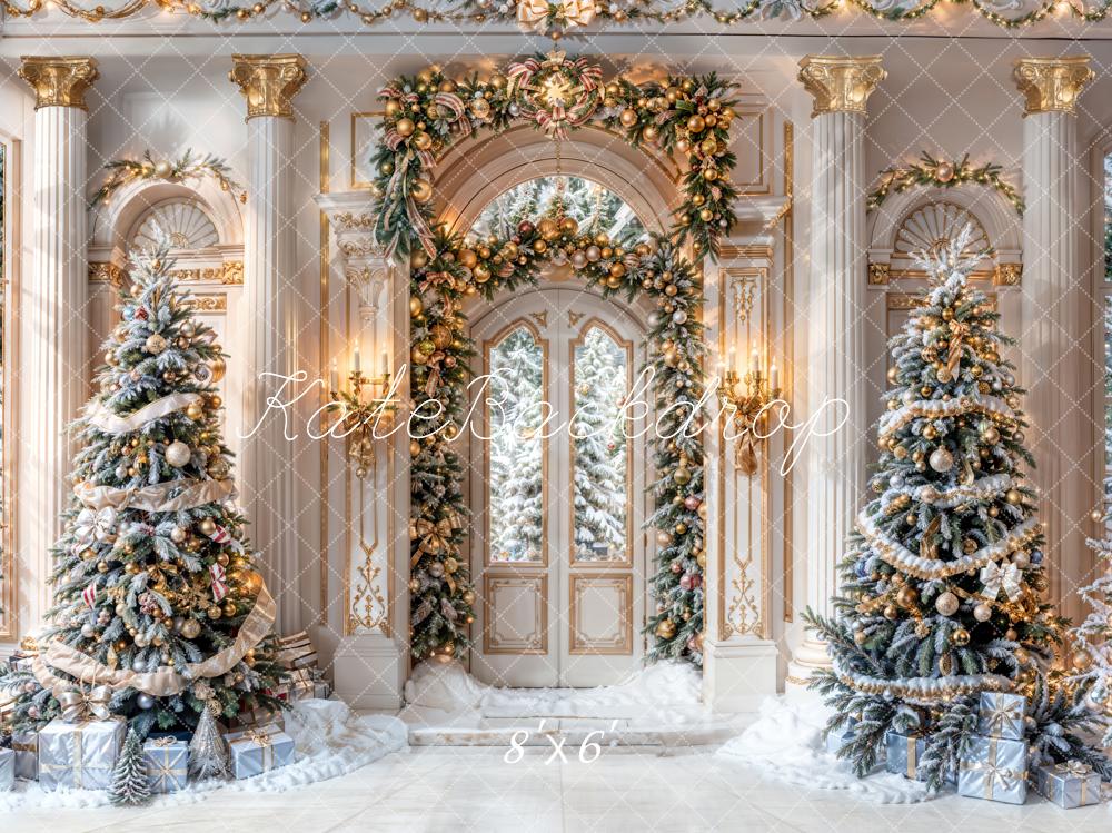 Kate Winter Christmas White Retro Grand Palace Backdrop Designed by Chain Photography