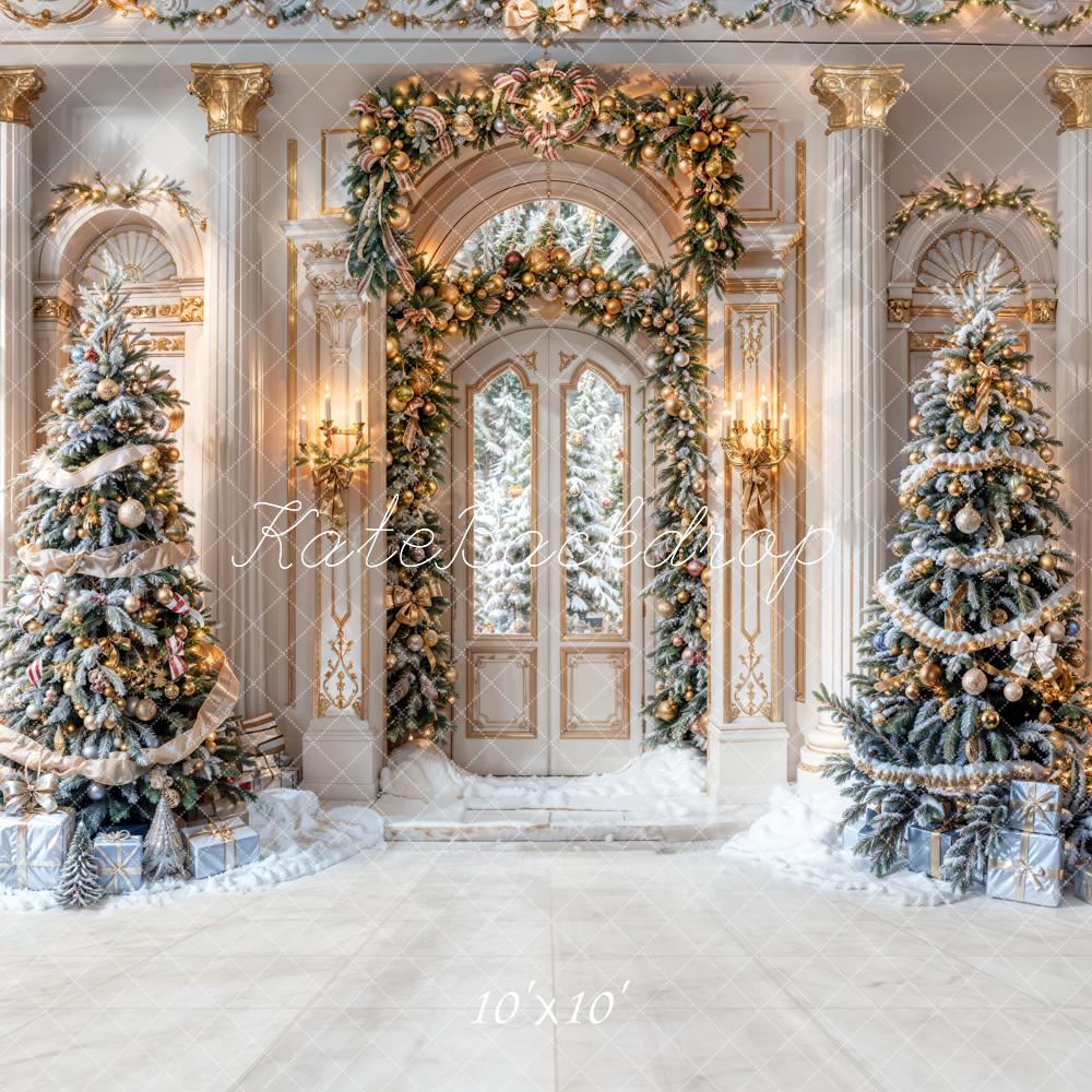 Kate Winter Christmas White Retro Grand Palace Backdrop Designed by Chain Photography