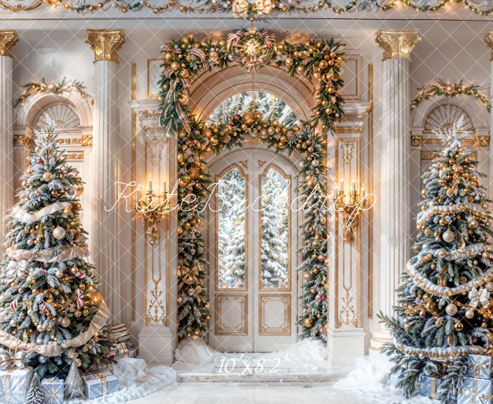 Kate Winter Christmas White Retro Grand Palace Backdrop Designed by Chain Photography