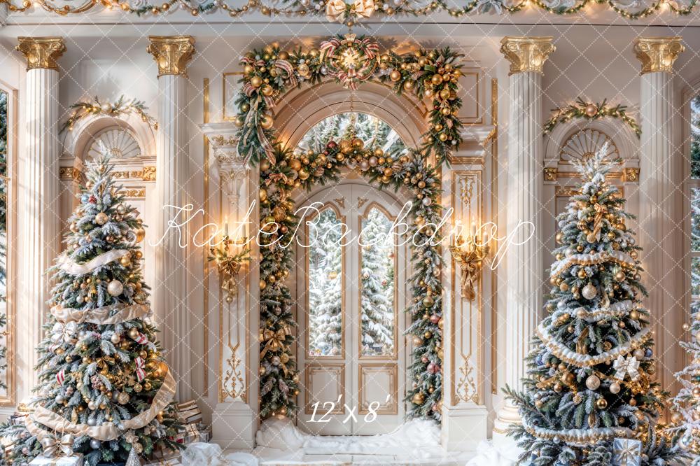 Kate Winter Christmas White Retro Grand Palace Backdrop Designed by Chain Photography