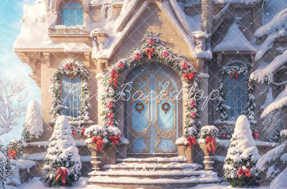 Kate Fantasy Pink Christmas Cottage Backdrop Designed by Chain Photography