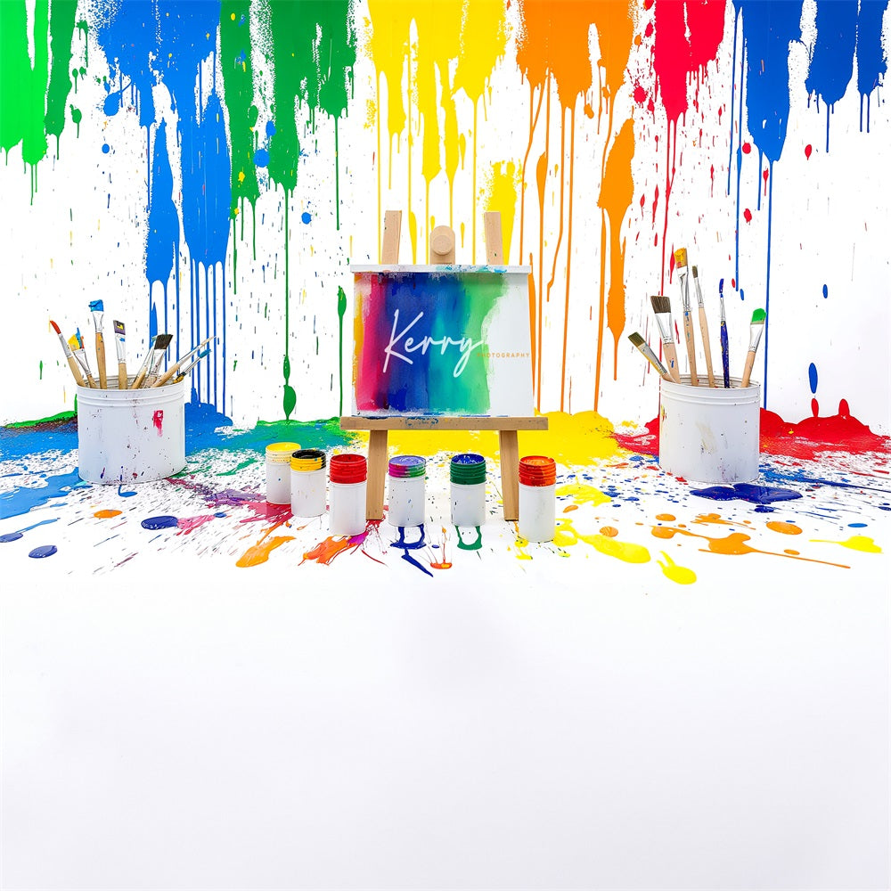 Kate Rainbow Watercolor Graffiti Painting Wall Backdrop for Photography Designed by Kerry Anderson