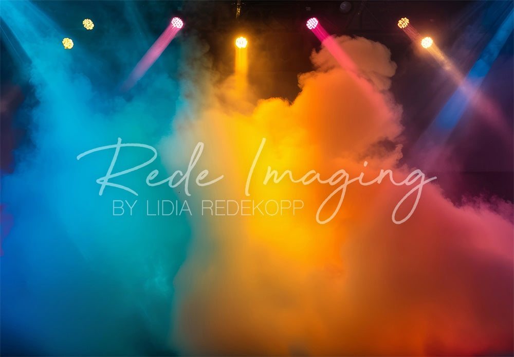 Kleurrijke Regenboog Rookshow Retro Podiumachtergrond Ontworpen door Lidia Redekopp