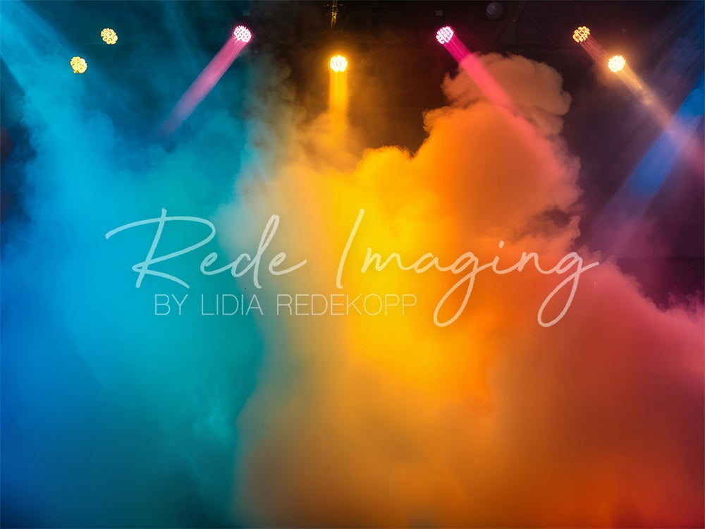 Kleurrijke Regenboog Rookshow Retro Podiumachtergrond Ontworpen door Lidia Redekopp