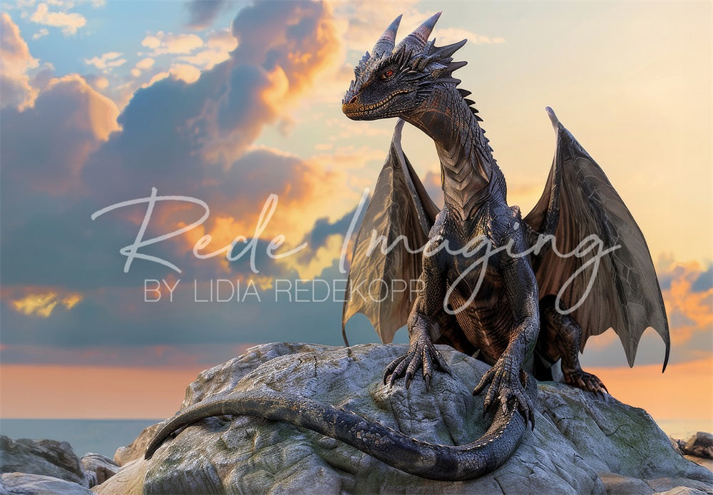 Fantasy Fairy Tale Black Magic Dragon-achtergrond ontworpen door Lidia Redekopp