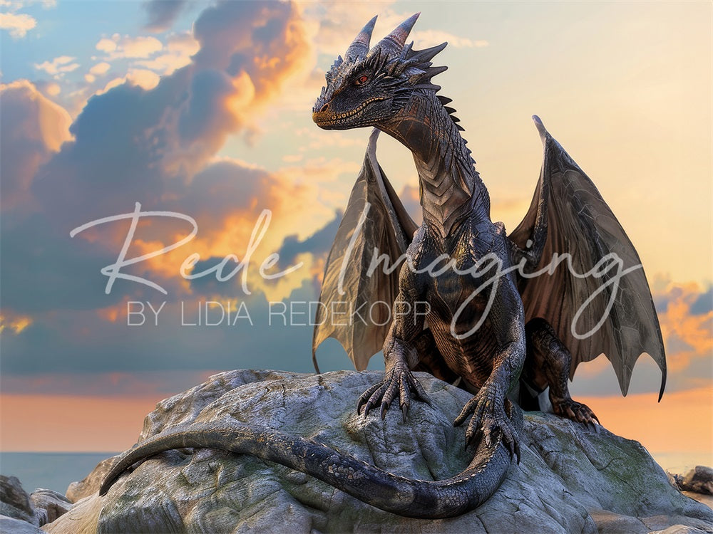 Fantasy Fairy Tale Black Magic Dragon-achtergrond ontworpen door Lidia Redekopp