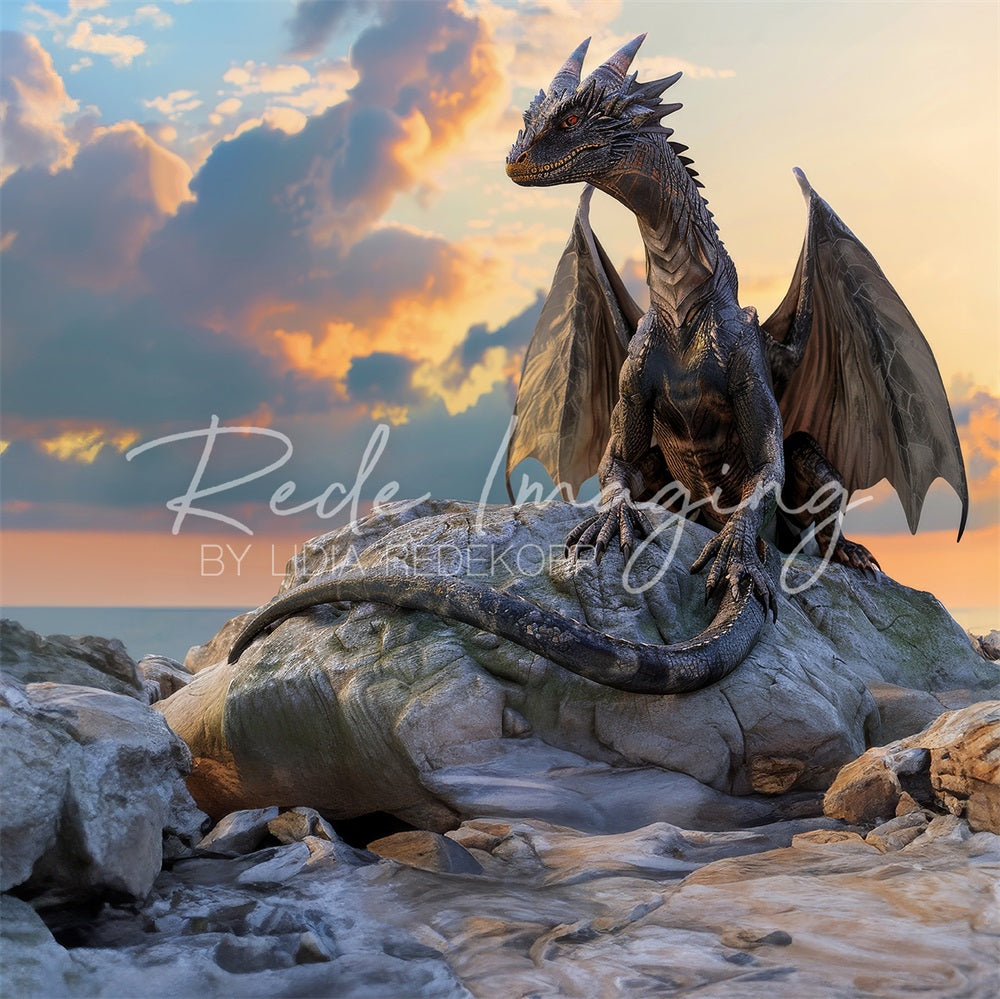 Kate Fantasy Fairy Tale Black Magic Dragon Backdrop Designed by Lidia Redekopp