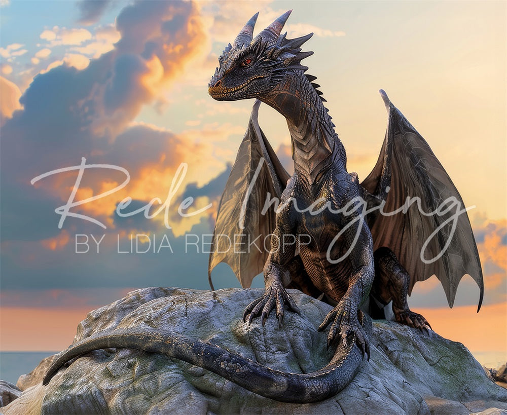 Fantasy Fairy Tale Black Magic Dragon-achtergrond ontworpen door Lidia Redekopp