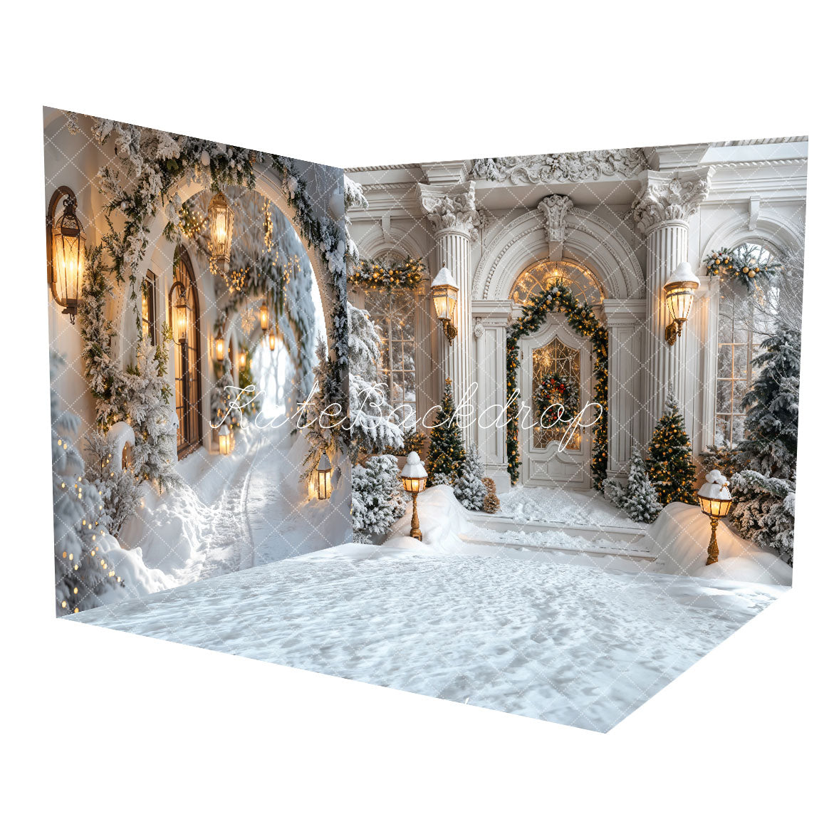 Retro Set Bianco Natale Fiore Inverno Arcata Salotto Serra