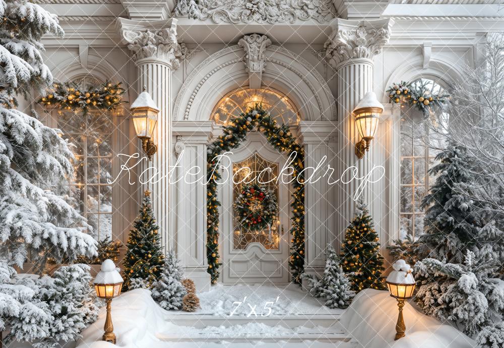 Kate Christmas Vintage Grand White Marble Arch Door Backdrop Designed by Emetselch