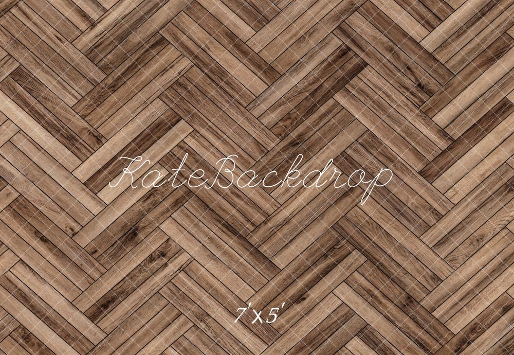 Kate Brown Herringbone Wood Texture Floor Backdrop Designed by Kate Image